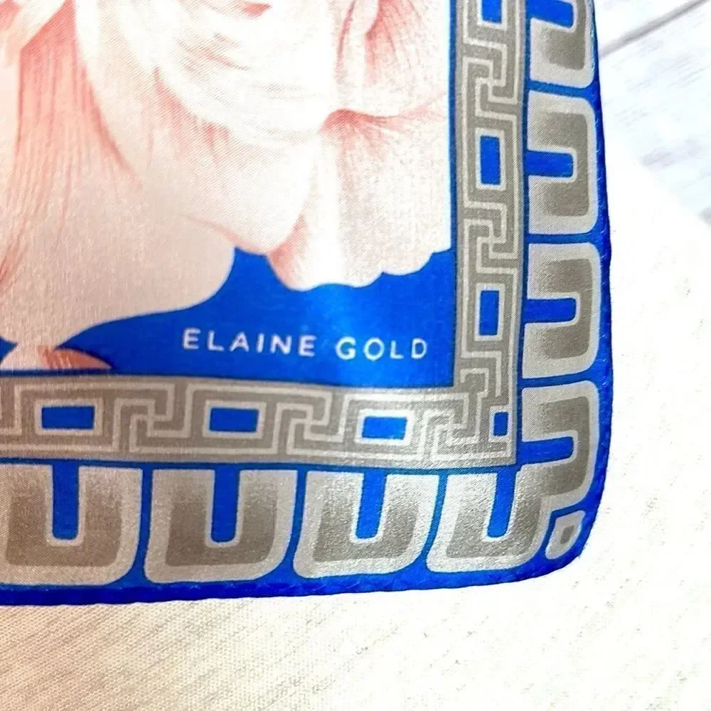 Elaine Gold for Collection XIIX Silk Square Scarf Floral Roses Pink Blue Japan